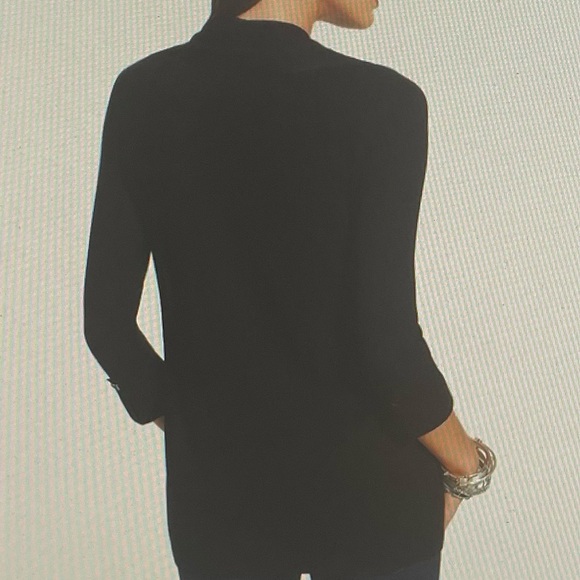 Chico’s black bamboo rayon open front cardigan with pockets, size 1 or M preppy - Picture 3 of 14